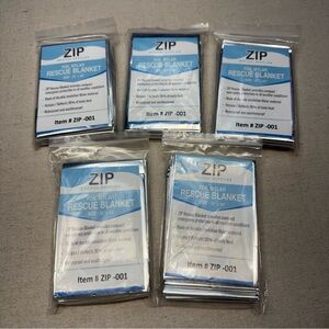 ZIP Foil Mylar Rescue Blanket Set of 5 - NWOT (52”X84”)